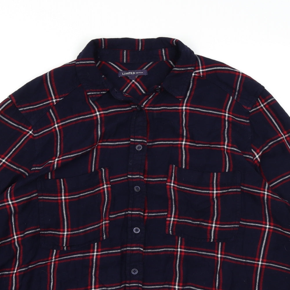 Limited Edition Womens Blue Plaid  Basic Button-Up Size 18