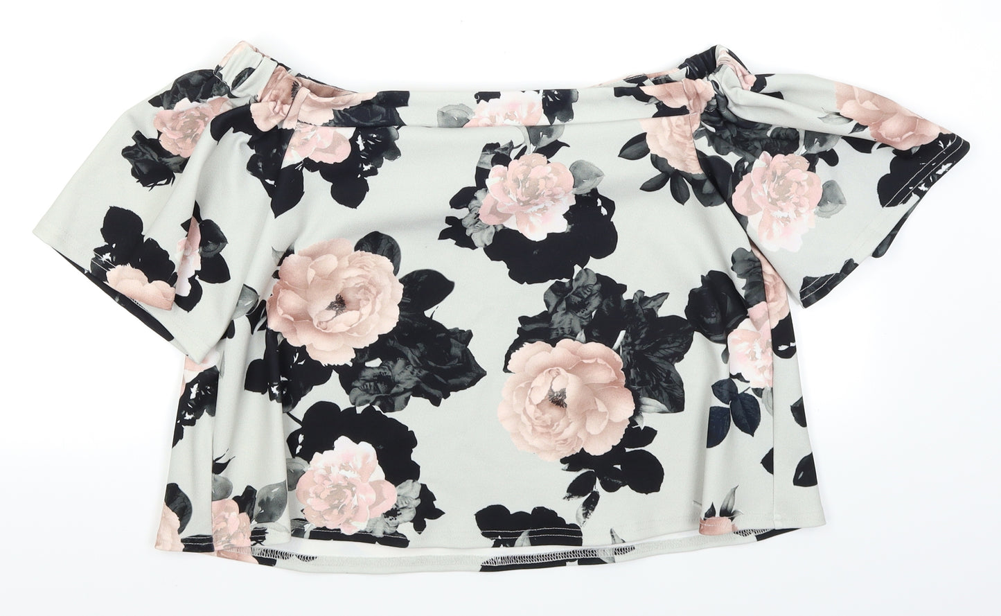 New Look Womens Grey Floral  Basic Blouse Size 14
