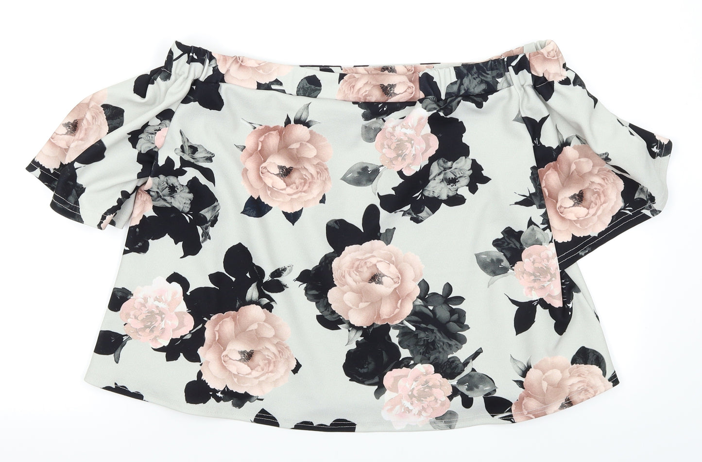 New Look Womens Grey Floral  Basic Blouse Size 14