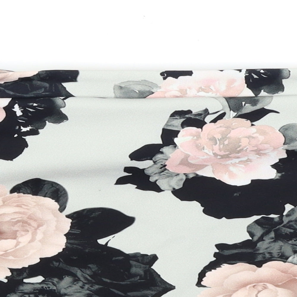New Look Womens Grey Floral  Basic Blouse Size 14