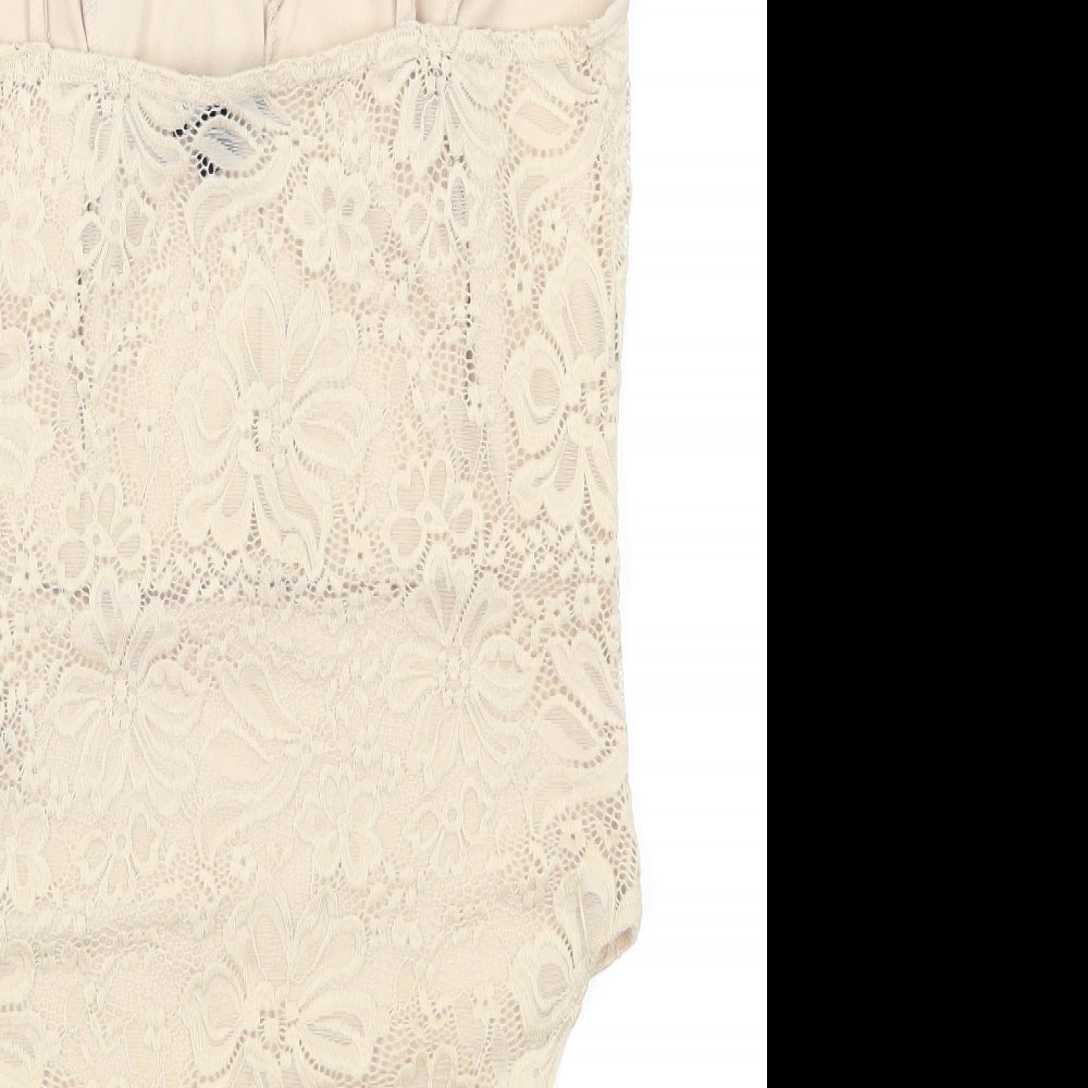 New Look Womens Ivory   Bodysuit One-Piece Size 14  - Lace
