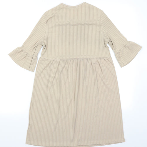 Boohoo Womens Beige   Skater Dress  Size 8