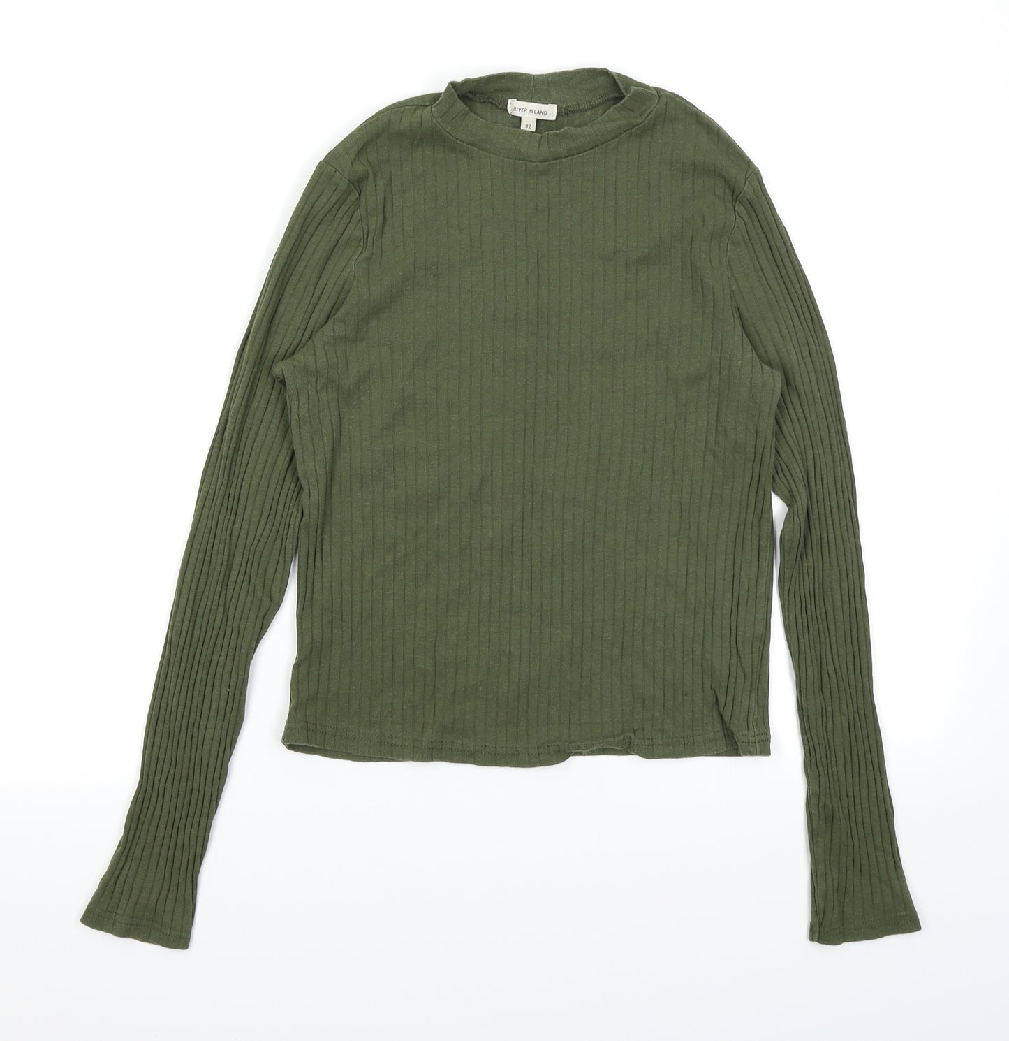 River Island Womens Green   Basic T-Shirt Size 12  - Ribbed