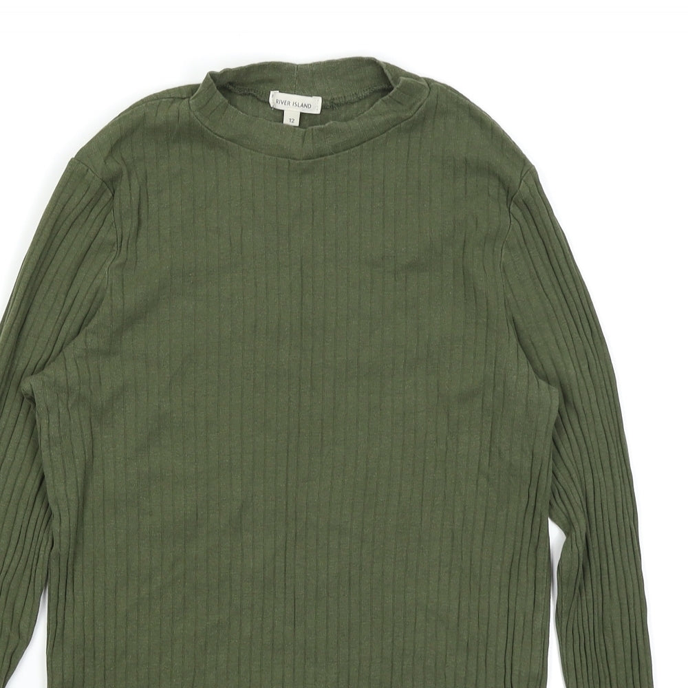 River Island Womens Green   Basic T-Shirt Size 12  - Ribbed
