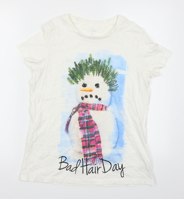 NEXT Mens White T-Shirt Size M - Snowman