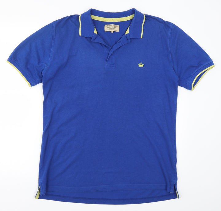 Brave Soul Mens Blue Polo Size L
