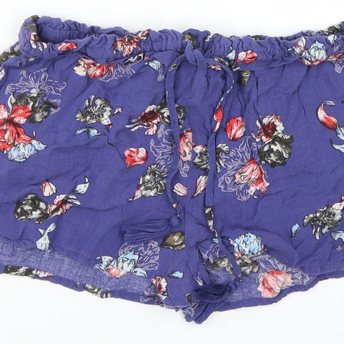 Primark Womens Purple Floral  Hot Pants Shorts Size 10