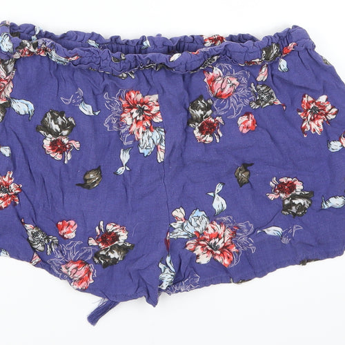 Primark Womens Purple Floral  Hot Pants Shorts Size 10