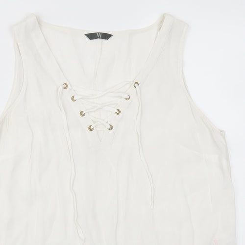 BHS Womens White   Basic T-Shirt Size 14