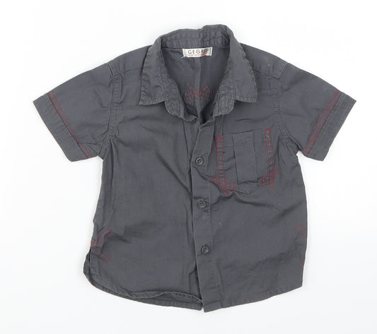 Front view of George boys’ grey basic button-up, size 12-18, months