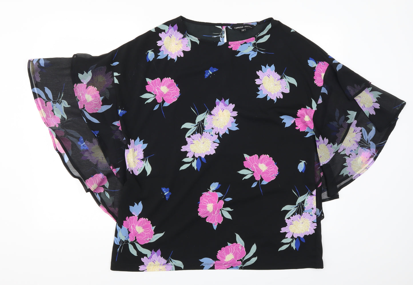 Capsule Womens Purple Floral  Basic Blouse Size 12