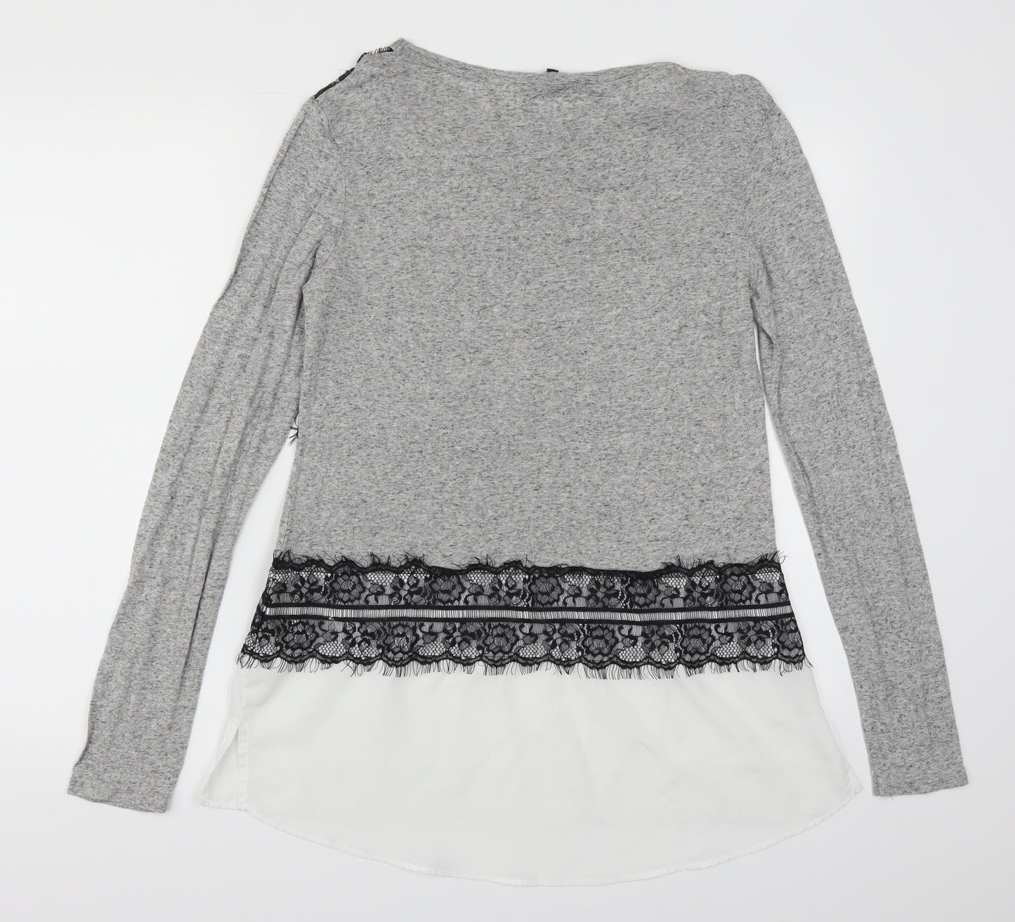 River Island Womens Grey   Basic T-Shirt Size 14  - Lace Detail