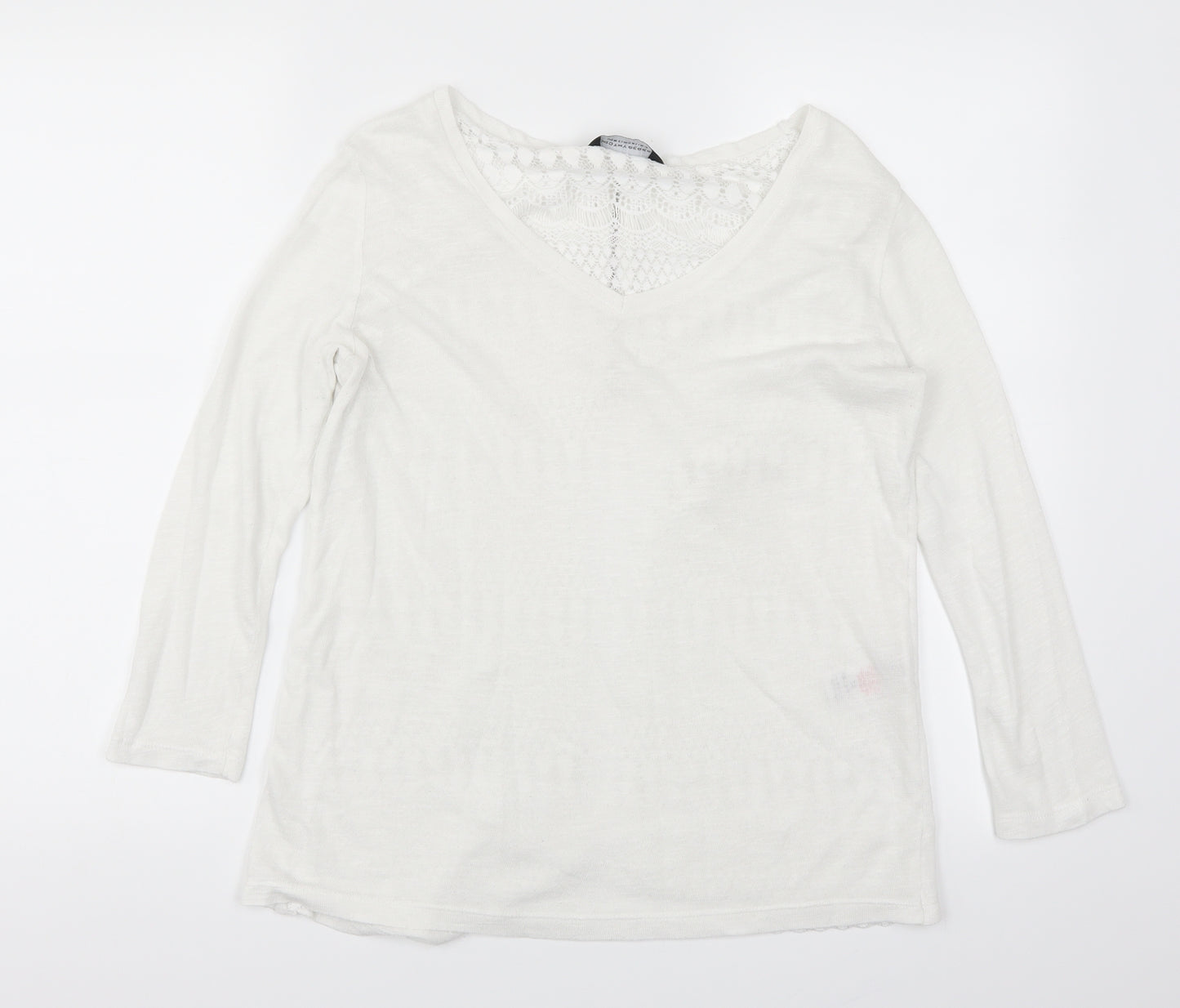 Dorothy Perkins Womens White  Lace Basic T-Shirt Size 14