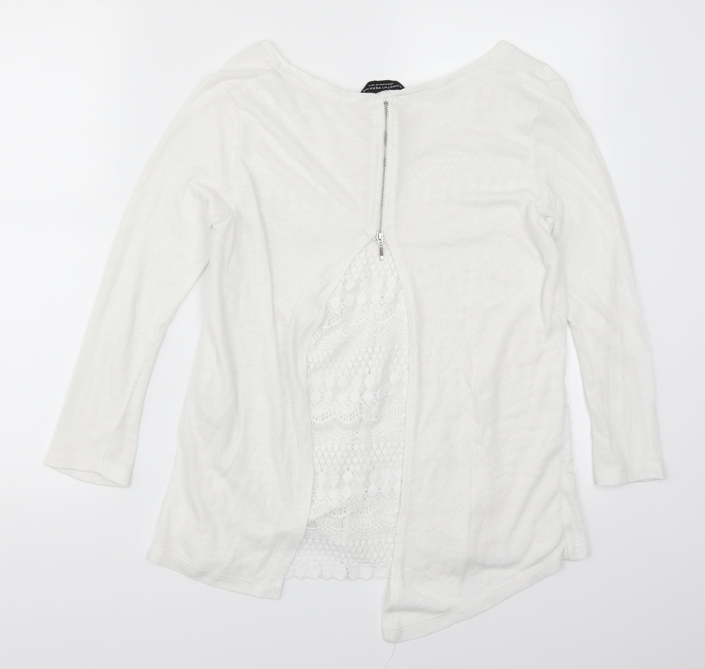 Dorothy Perkins Womens White  Lace Basic T-Shirt Size 14