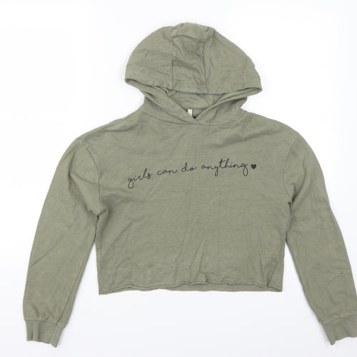 Evie Girls Green   Pullover Hoodie Size 9-10 Years  - Girld Can Do Anything