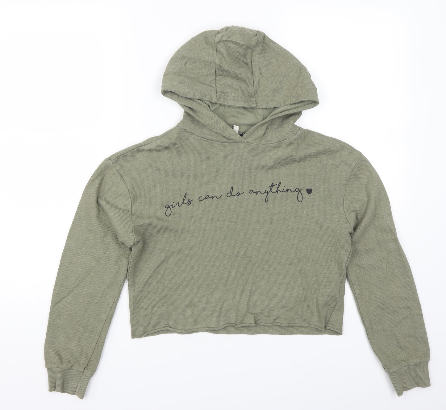 Evie Girls Green   Pullover Hoodie Size 9-10 Years  - Girld Can Do Anything