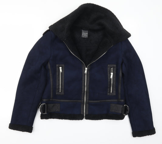 Front view of Primark women’s blue jacket, size UK 12