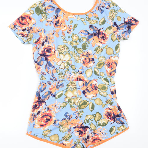 Diffuse Womens Blue Floral  Playsuit One-Piece Size 12 L3 in