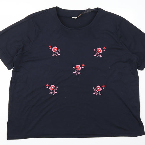 Daxon Womens Blue Floral  Basic T-Shirt Size 30