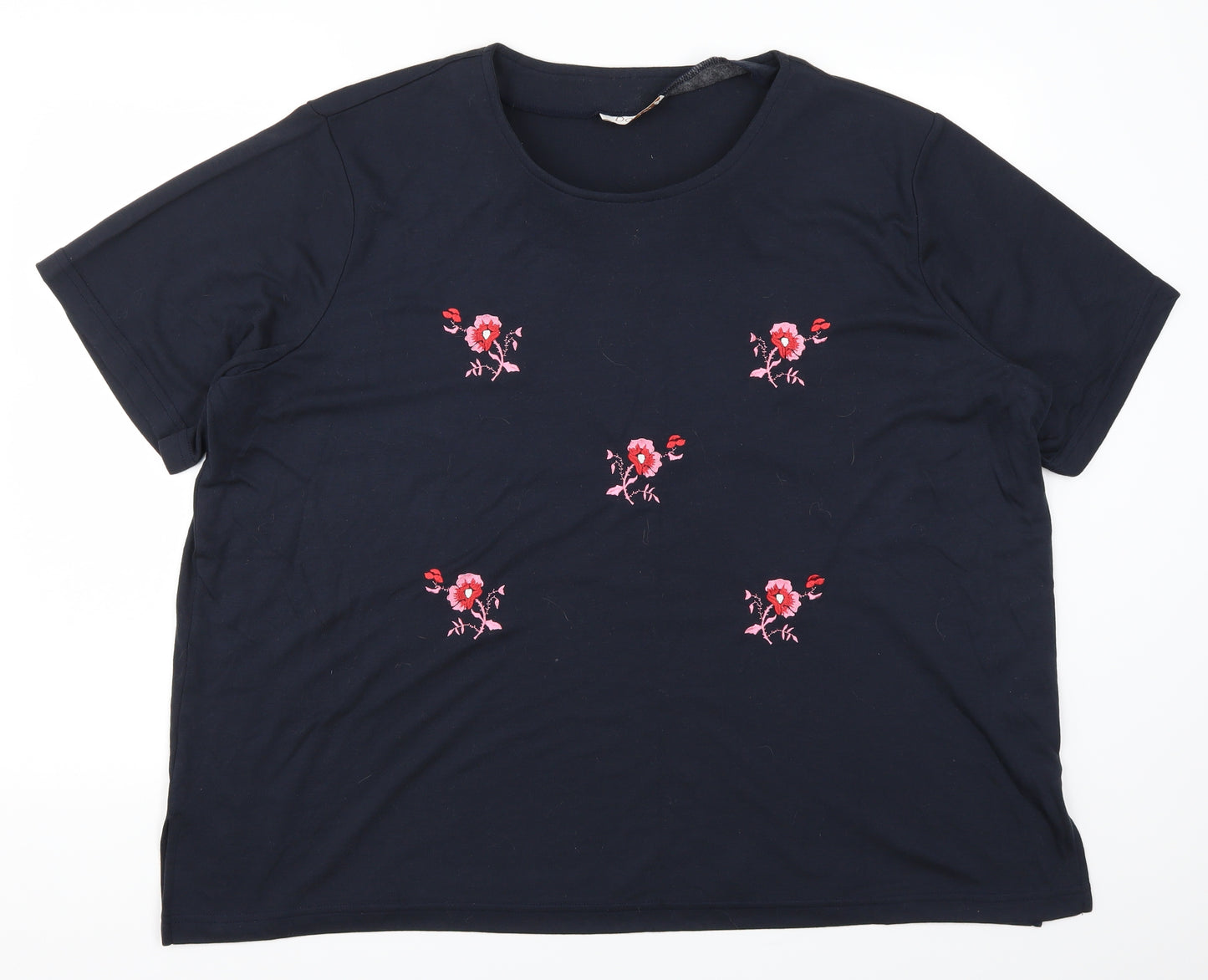 Daxon Womens Blue Floral  Basic T-Shirt Size 30