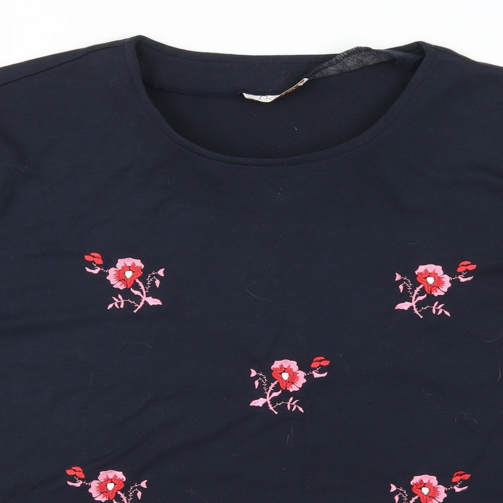 Daxon Womens Blue Floral  Basic T-Shirt Size 30
