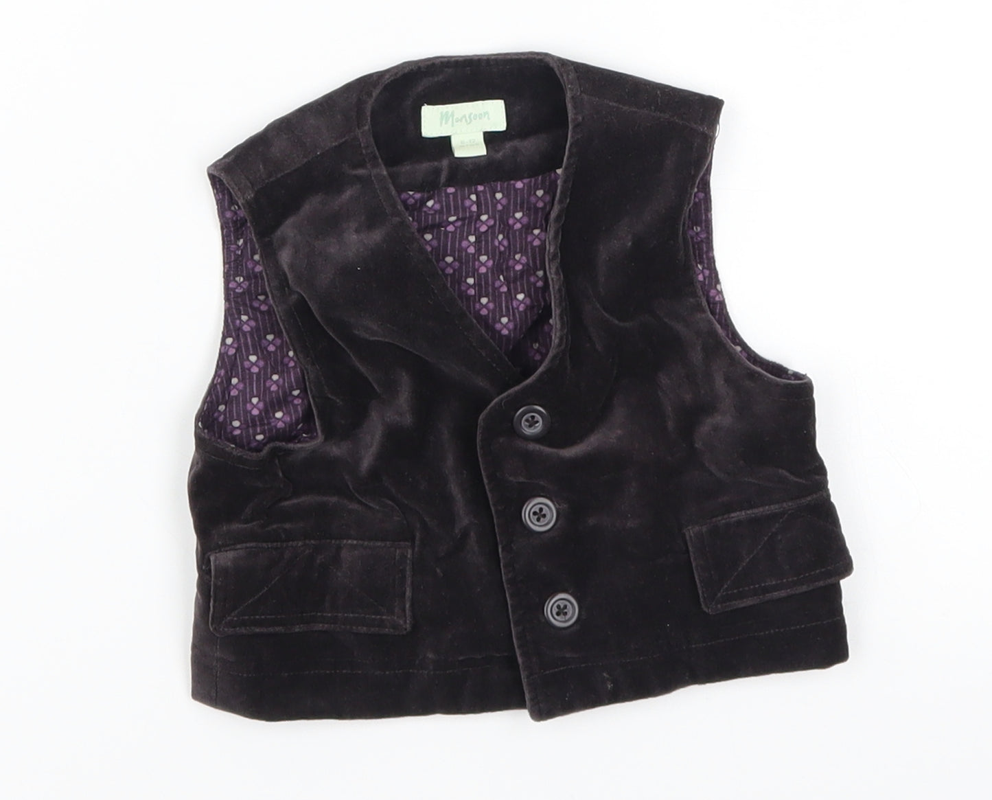 Monsoon Girls Purple   Jacket Waistcoat Size 6-9 Months