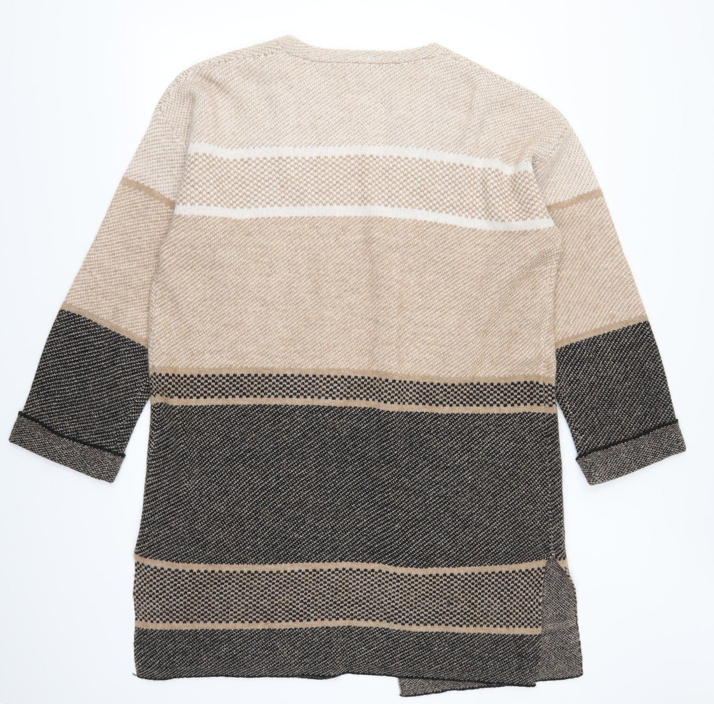 Nutmeg Womens Brown Striped  Cardigan Jumper Size 16