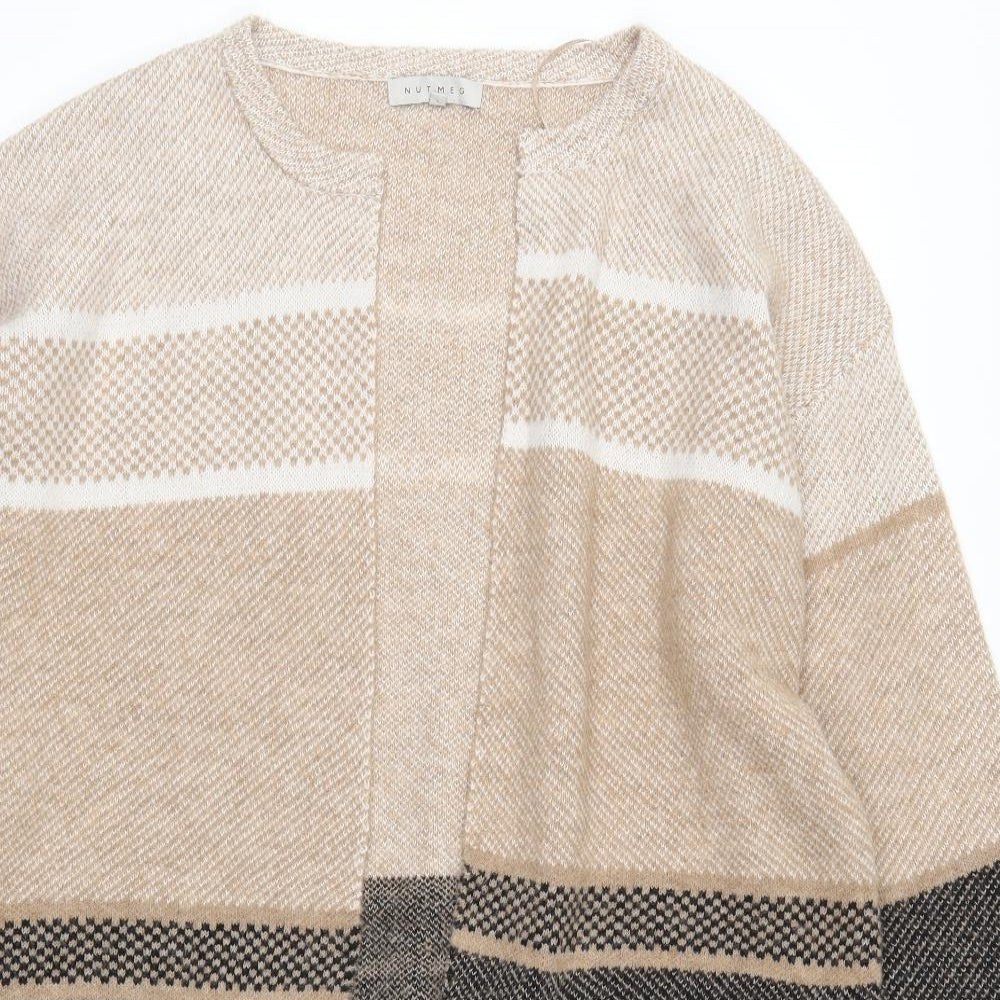Nutmeg Womens Brown Striped  Cardigan Jumper Size 16