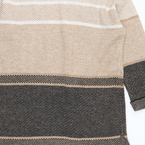 Nutmeg Womens Brown Striped  Cardigan Jumper Size 16