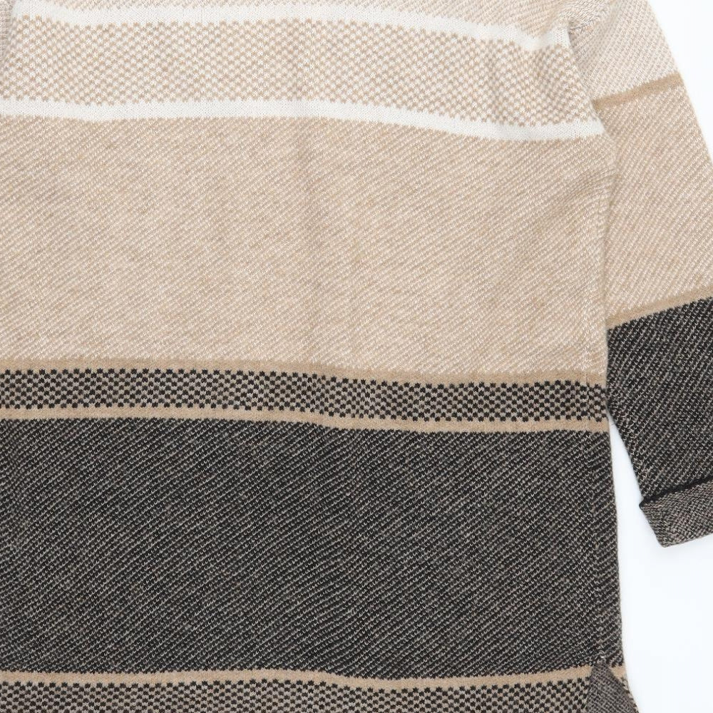 Nutmeg Womens Brown Striped  Cardigan Jumper Size 16
