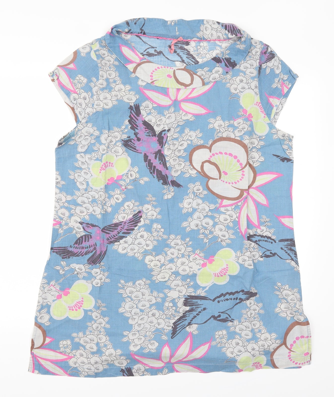 White Stuff Womens Blue Floral  Basic T-Shirt Size 16