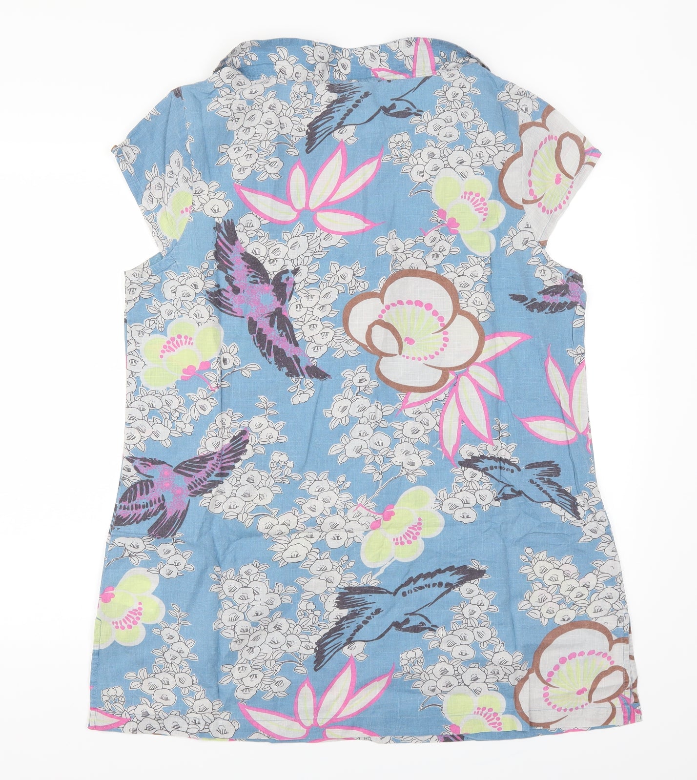 White Stuff Womens Blue Floral  Basic T-Shirt Size 16