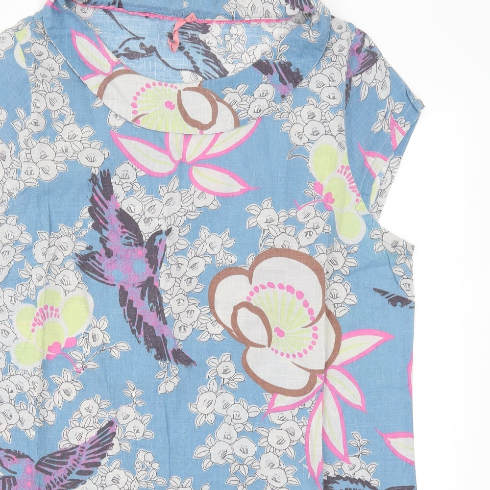 White Stuff Womens Blue Floral  Basic T-Shirt Size 16