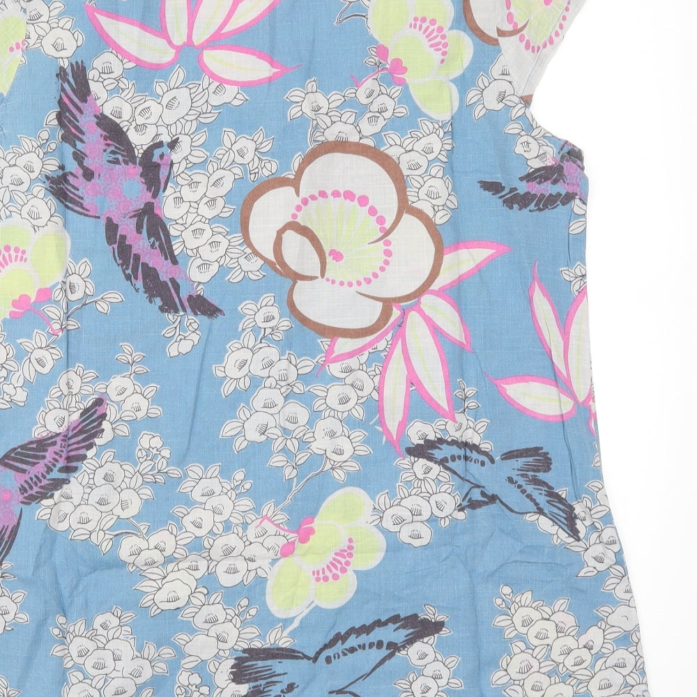 White Stuff Womens Blue Floral  Basic T-Shirt Size 16