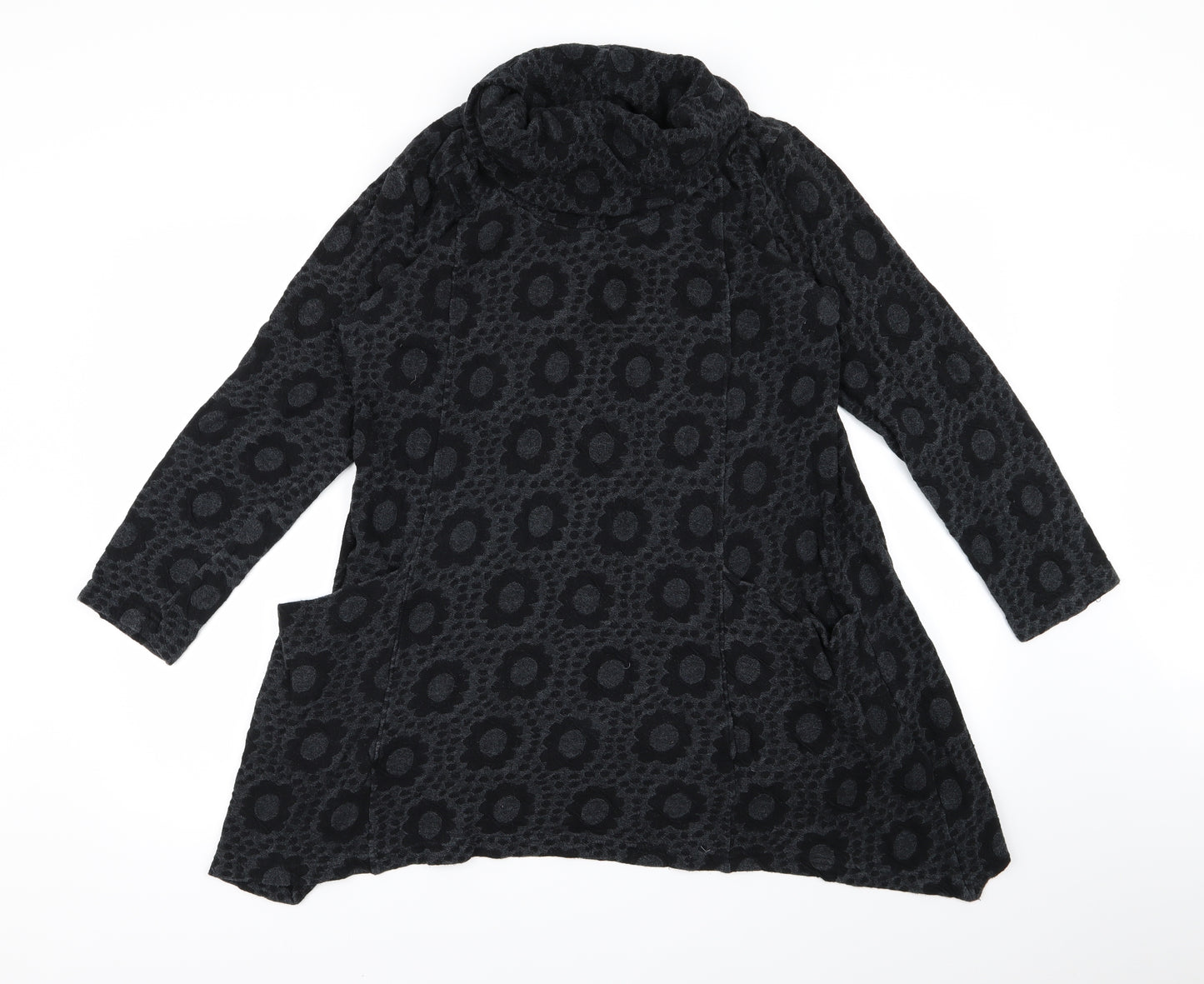 Aldini Womens Grey Floral  Pullover Jumper Size L