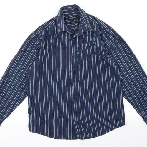 Taylor & Wright Mens Blue Striped   Button-Up Size L