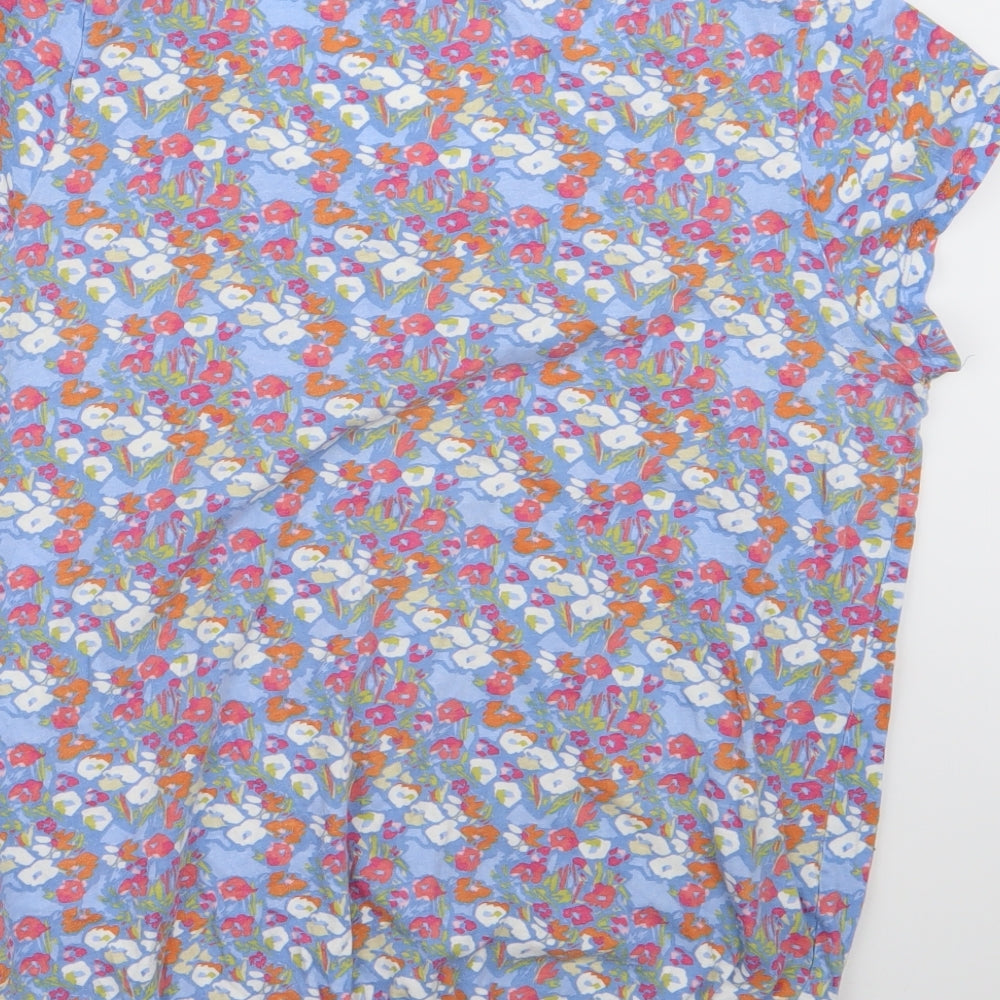 appaya Womens Blue Floral  Basic T-Shirt Size 16