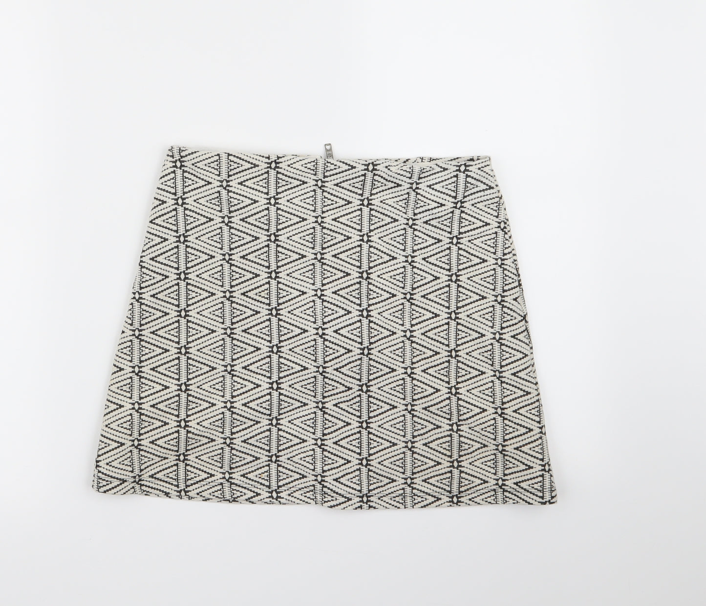 Topshop Womens White Geometric  A-Line Skirt Size 8