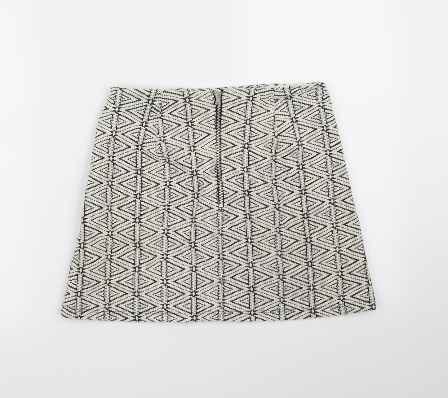 Topshop Womens White Geometric  A-Line Skirt Size 8