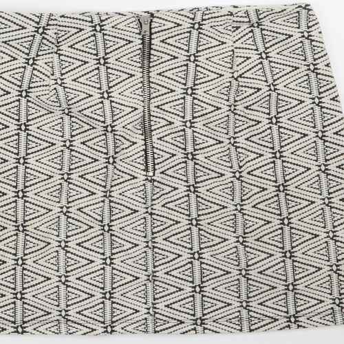 Topshop Womens White Geometric  A-Line Skirt Size 8