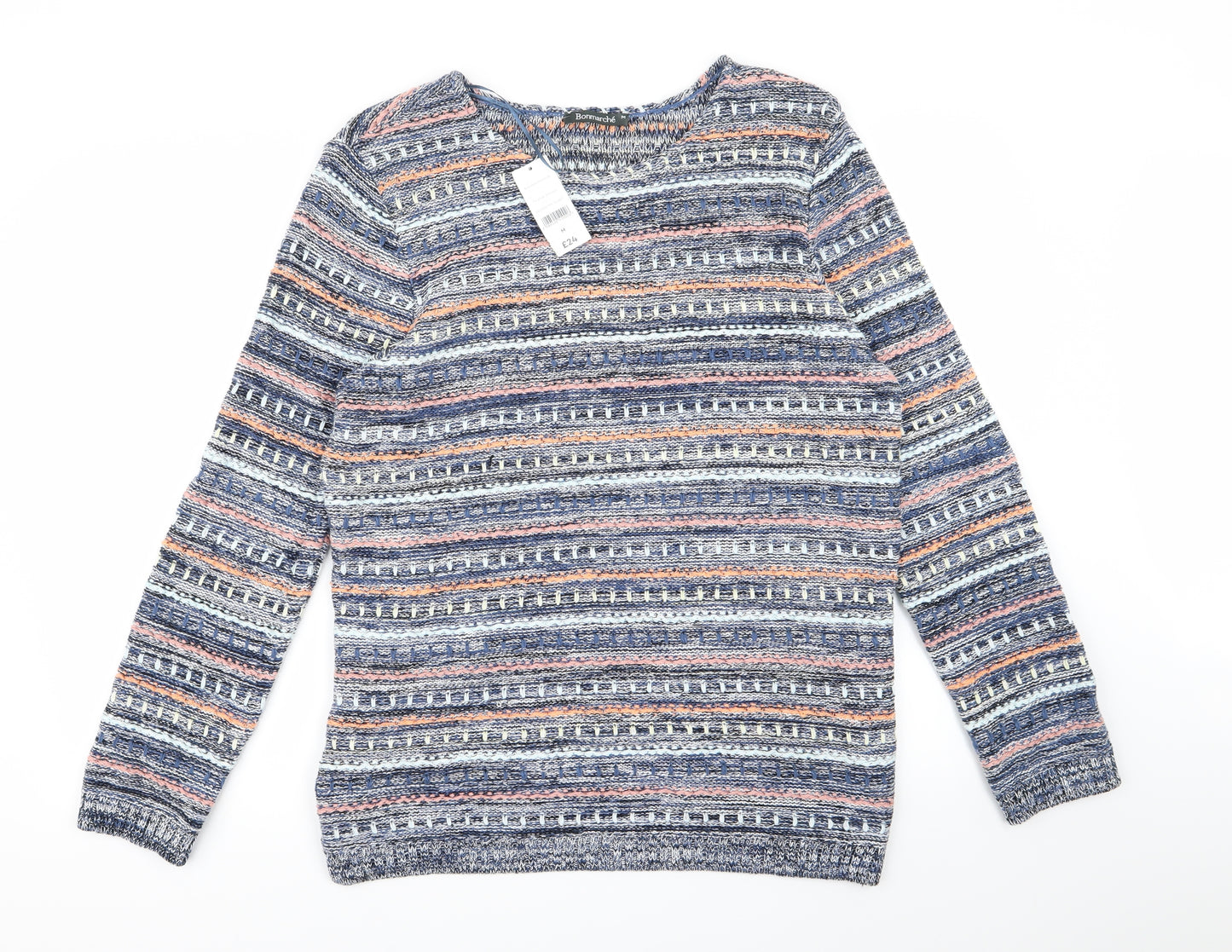 Bonmarché Womens Blue Striped Knit Pullover Jumper Size M