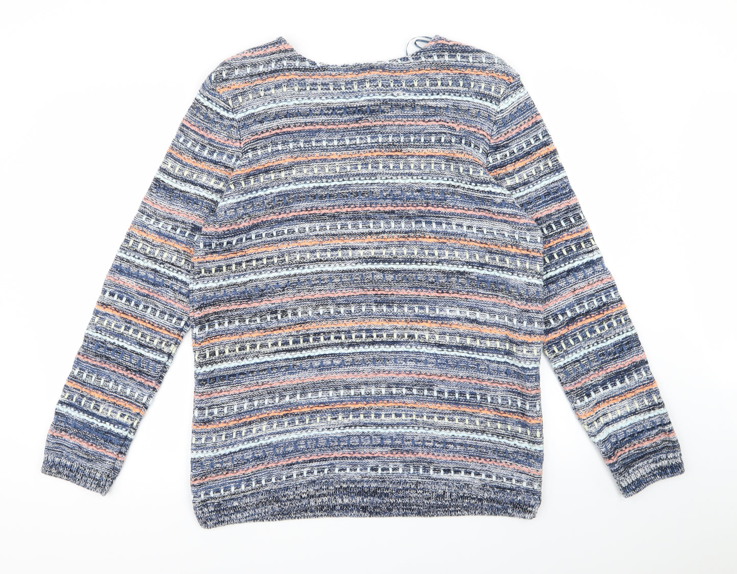Bonmarché Womens Blue Striped Knit Pullover Jumper Size M