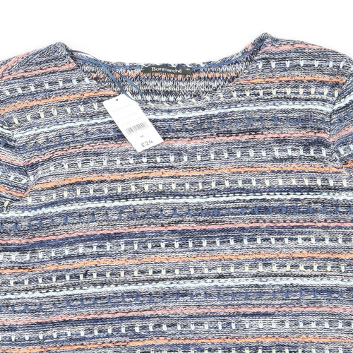 Bonmarché Womens Blue Striped Knit Pullover Jumper Size M