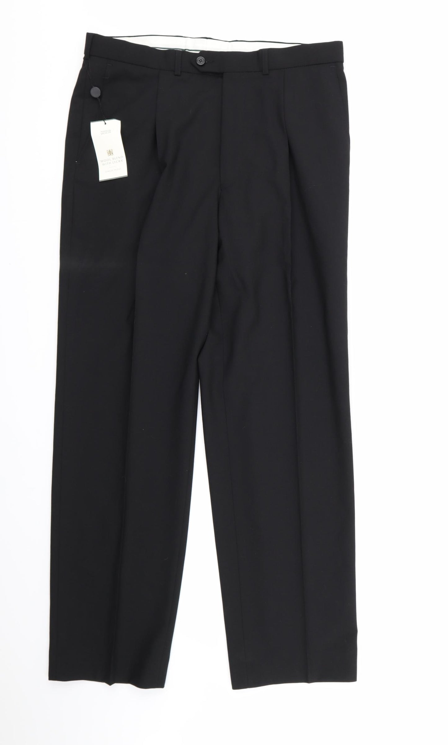 Marks and Spencer Mens Black  Rayon Dress Pants Trousers  L31 in