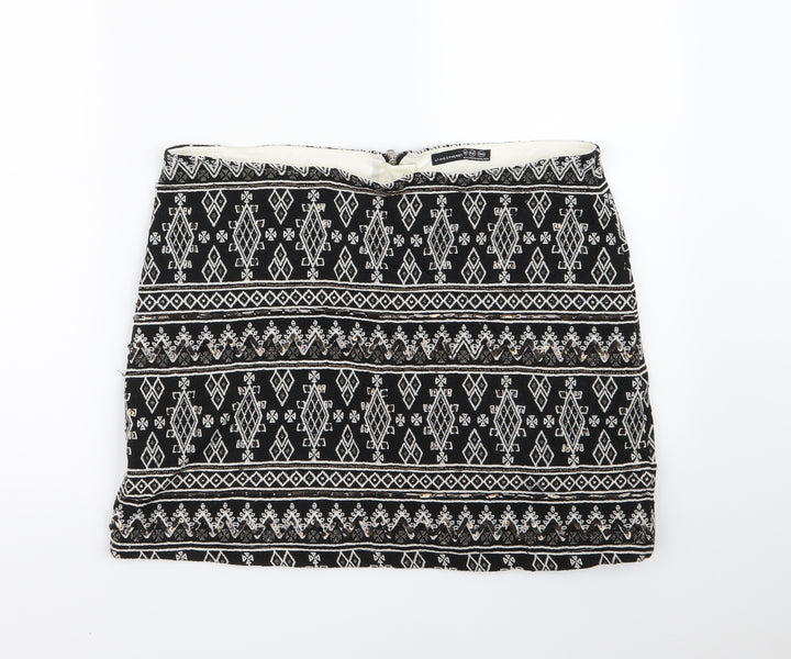 Atmosphere Womens Black Geometric A-Line Skirt Size 14