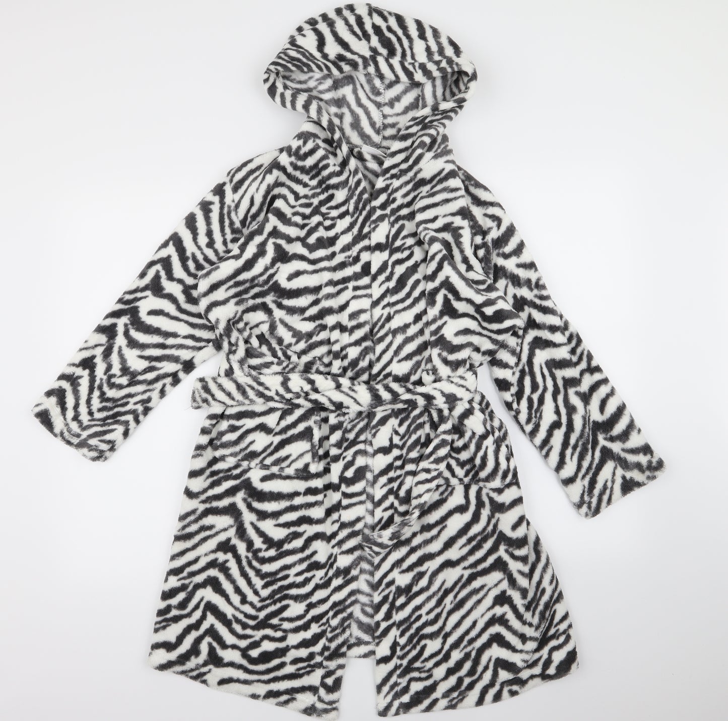HEMTEX Girls White Animal Print Fleece Top Gown Size 9-10 Years