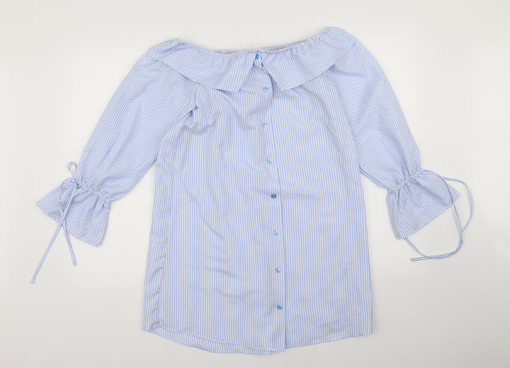 Missguided Womens Blue Striped A-Line Size 10