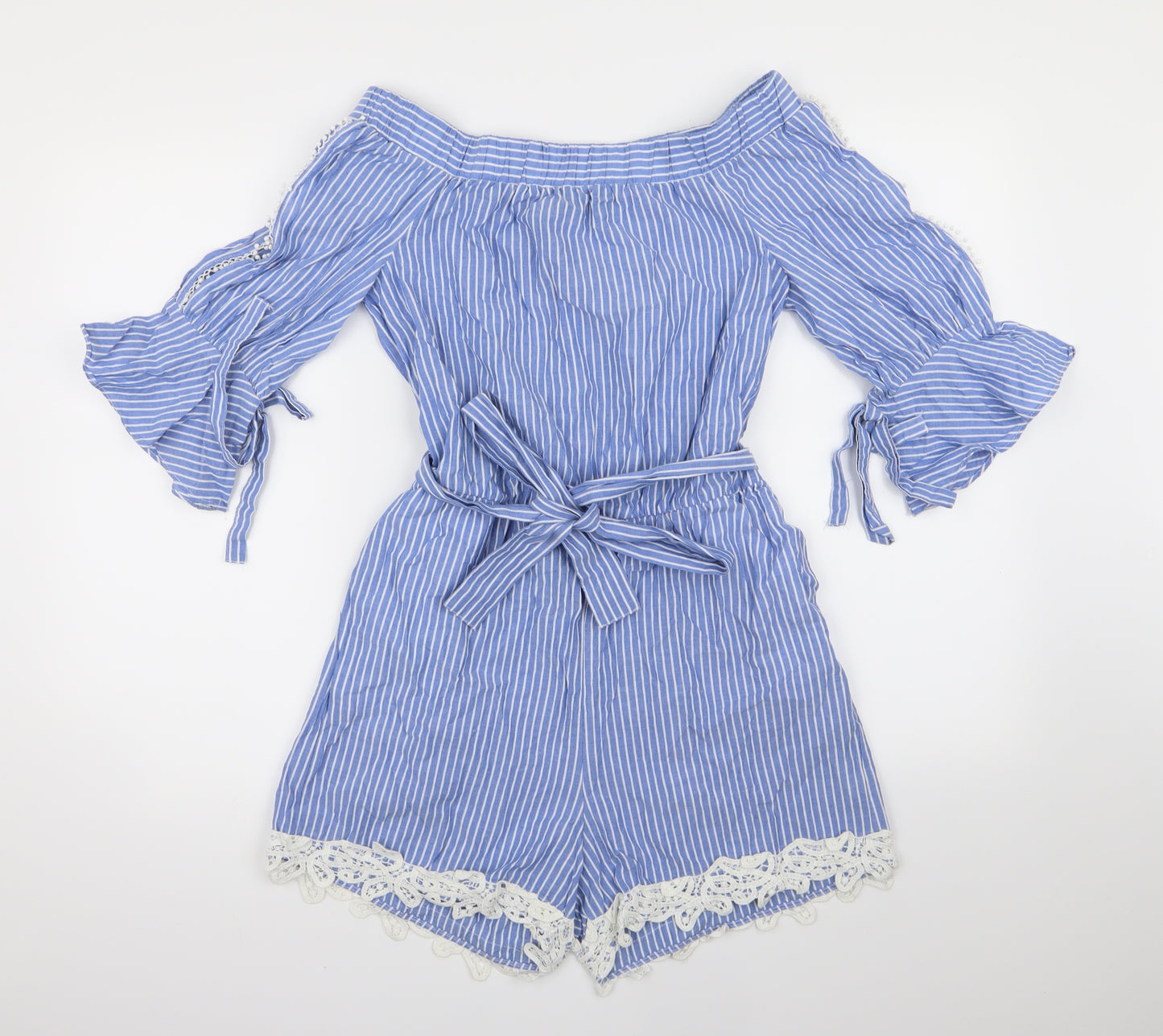 Zara Womens Blue Striped  Playsuit One-Piece Size M L3 in