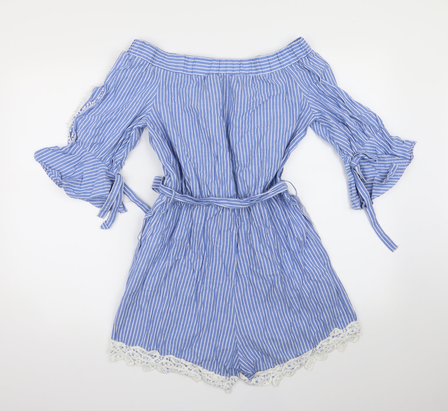 Zara Womens Blue Striped  Playsuit One-Piece Size M L3 in