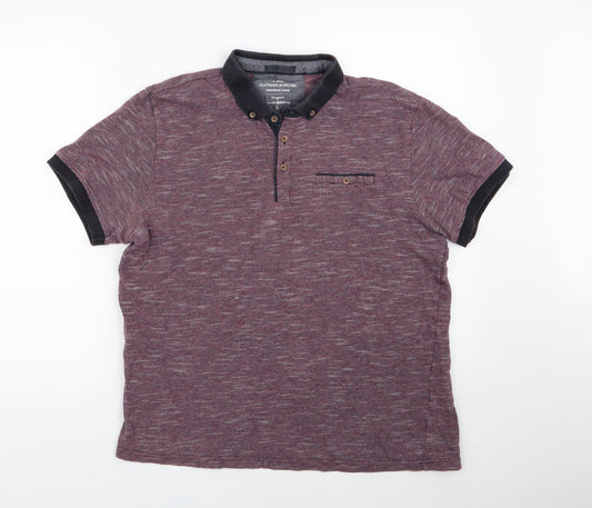 Front view of Easy men’s purple polo, size L